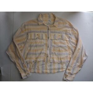 BDG Urban‎ Outfitters Striped Cropped Button Up Shirt Womens M Pastel